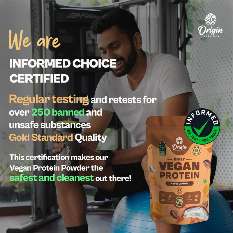 Origin Nutrition 100% Natural Vegan Protein Powder (European Pea Protein Isolate & Pumpkin Seed Protein) Easy to Digest Coffee Caramel with 25g Plant Based Protein,737g