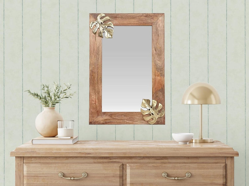 WILDWOOD Mango Wood Wall Mirror | Wall Frame Mirror | Wall Hanging | Mounted | Only Frame with Out Mirror (36"x24")(Brown)