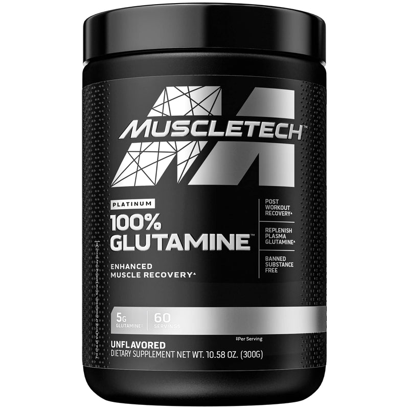 MuscleTech Essential Series Platinum Glutamine Ultra - pure Replenish Plasma Glutamine Sports Nutrition Non - Stimutant Formula Powder - 300 G (10.58OZ)