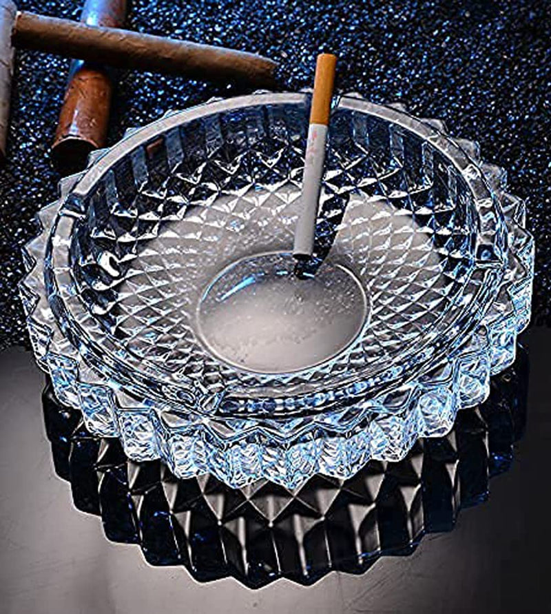 PARABRAHMA Glass Ash Tray for Smoking Cigarette, Cigar Smoking for Home, Car, Balcony, Crystal Clear Big Size Ash Tray Box, 1 Piece