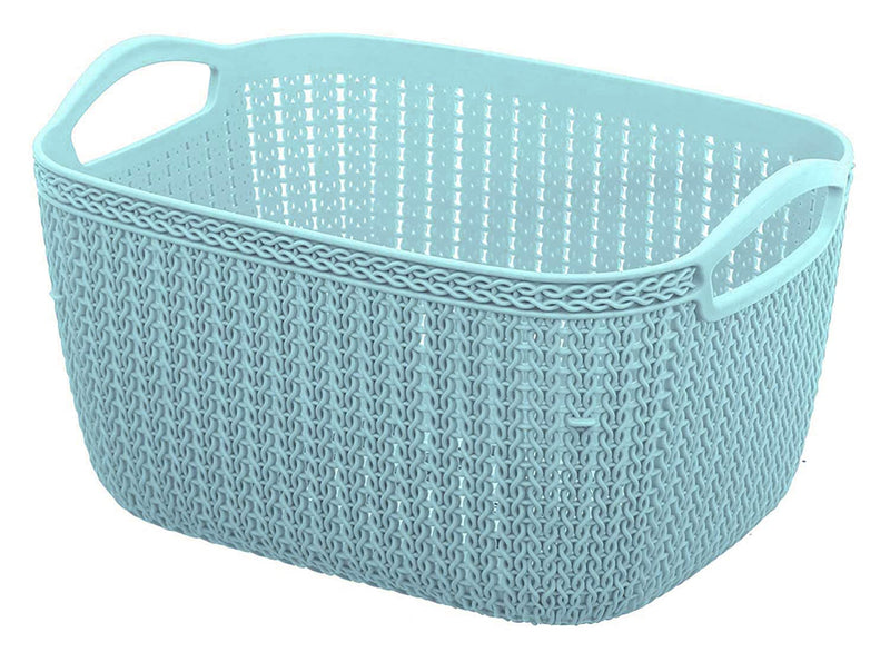 Kuber Industries Q-6 Plastic Multipurpose Large Size Flexible Storage Baskets/Fruit Vegetable Bathroom Stationary Home Basket with Handles (Light Blue)