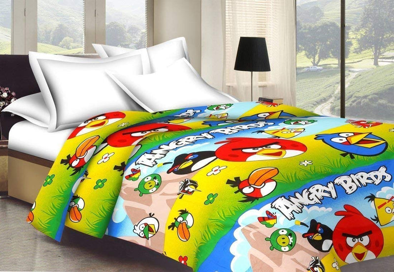 Royal Traders Cotton and Microfiber Cartoon Kids Design Print only Single Bed Reversible AC Blanket (angry Bird)