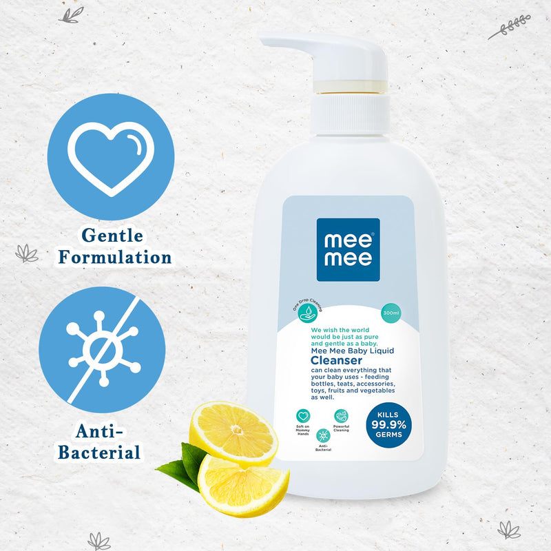 Mee Mee Anti-Bacterial Baby Liquid Cleanser | Feeding Bottle Cleaner Liquid for Nipple Cleaning/Clothes/Milk Bottle/Vessels (300 ml - Bottle)