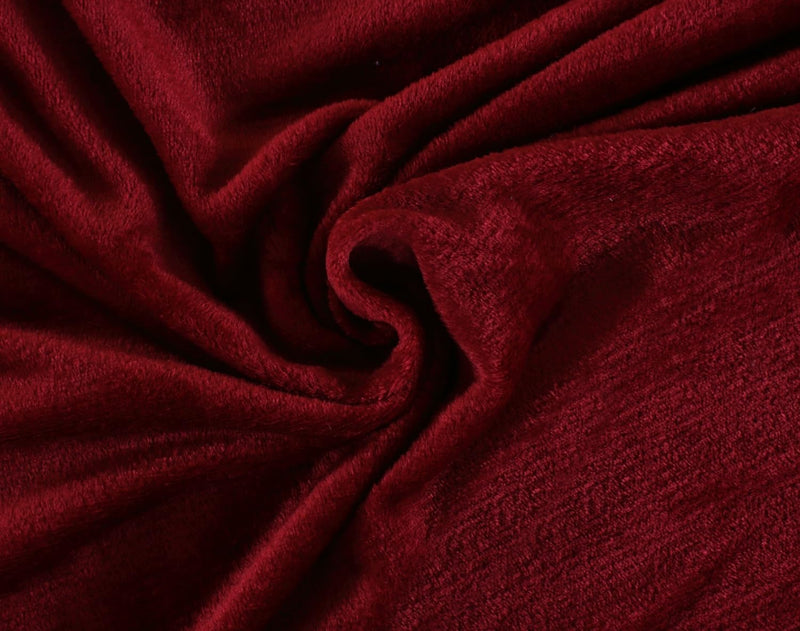 Nendle Maroon Super Soft Velvet Warm Flannel 190 GSM Luxurious Solid Winter Bedsheets for Double Bed Sheet (90 * 100 Inches) with Plush Feel Pillow Covers (18 * 27 Inches)