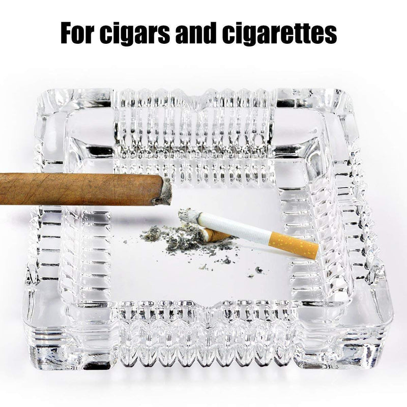 Prachi Enterprise Square Glass Ashtrays for Cigarettes,Cigar Smoking for Home, Car, Balcony for Home Office In/Outdoor Tabletop