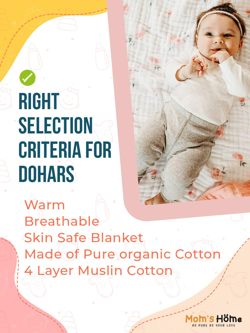 MOM'S HOME Organic Cotton Double bed AC Blanket dohar- Pack of 2 - Mix Design