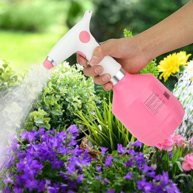 Garden Art 1000ml Electric Water Spray Bottle USB Rechargeable Garden Watering Tool Adjustable Misting Volume Watering Tool for Flower Plant (Pink)