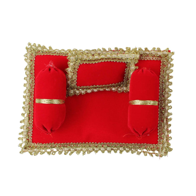 PB Laddo Gopal Ji Gaddi Pillow Set | Thakur Ji Bed | Velvet (Small), Red, Pack of 1