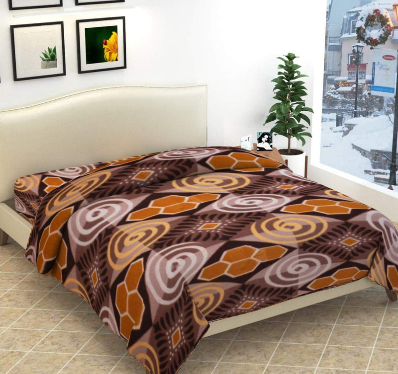 DFH Print Woolen Quilt(Razai) Cover(Double Bed Blanket / Quilt) (Chak D Brown)