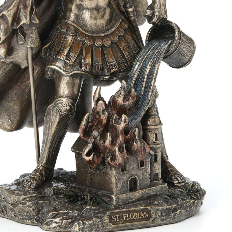 Veronese Design 9 Inch Saint Florian Patron Saint of Firefighters Antique Bronze Finish Christian Holy Roman Greek Statue