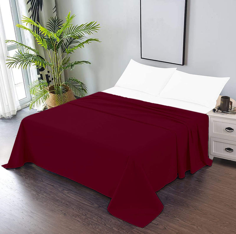 Trend Bedding Mart 1PC Solid Flat Sheet Smooth Touch Hotel Quality 100% Egyptian Cotton Perfectly Fit for Oversize and Extra Height Bed Solid 600 Thread Count (California King, Burgundy)