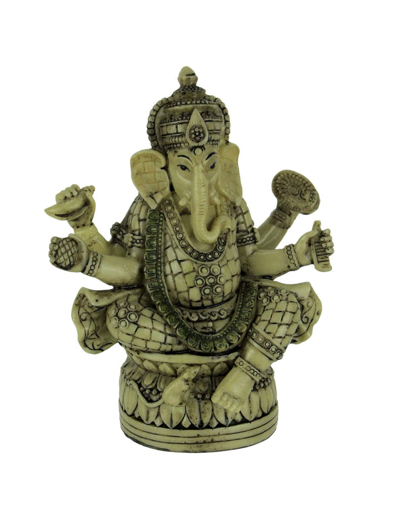 Zeckos Lord Ganesha Statue Sitting on Lotus Flower Lalitasana Hindu God Idol Resin Sculpture Home Decor Figurine