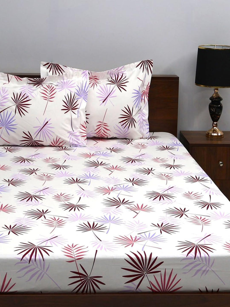 Bombay Dyeing King Size 180 TC 100% Cotton Bedsheet with 2 Pillow Cover- 525B Floral Collection - Size: 274cm x 274cm - 7506 Brown