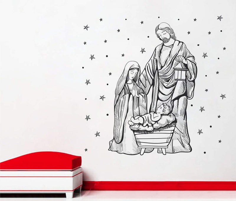 Tuffuk Jesus Family Large Vinyl Wallstickers for Home Decorations(70 cm x 70 cm)5TZ259