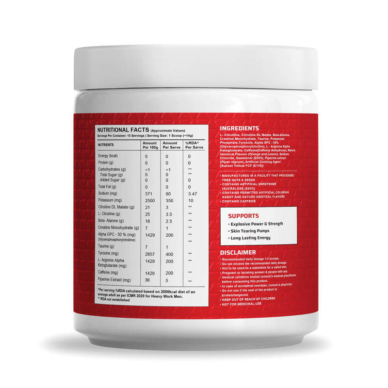 Wellversed Dynamite Pre-Workout Powder (210G, 15 Servings)|Valencia Orange|Pre-Workout For Men & Women With 200Mg Alpha Gpc|200Mg Caffeine|6500Mg Citrulline Complex|1000Mg Creatine