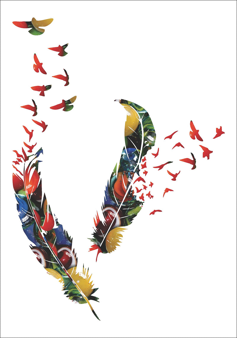 Decorative Beautiful Feathers Flying Birds Wall Sticker