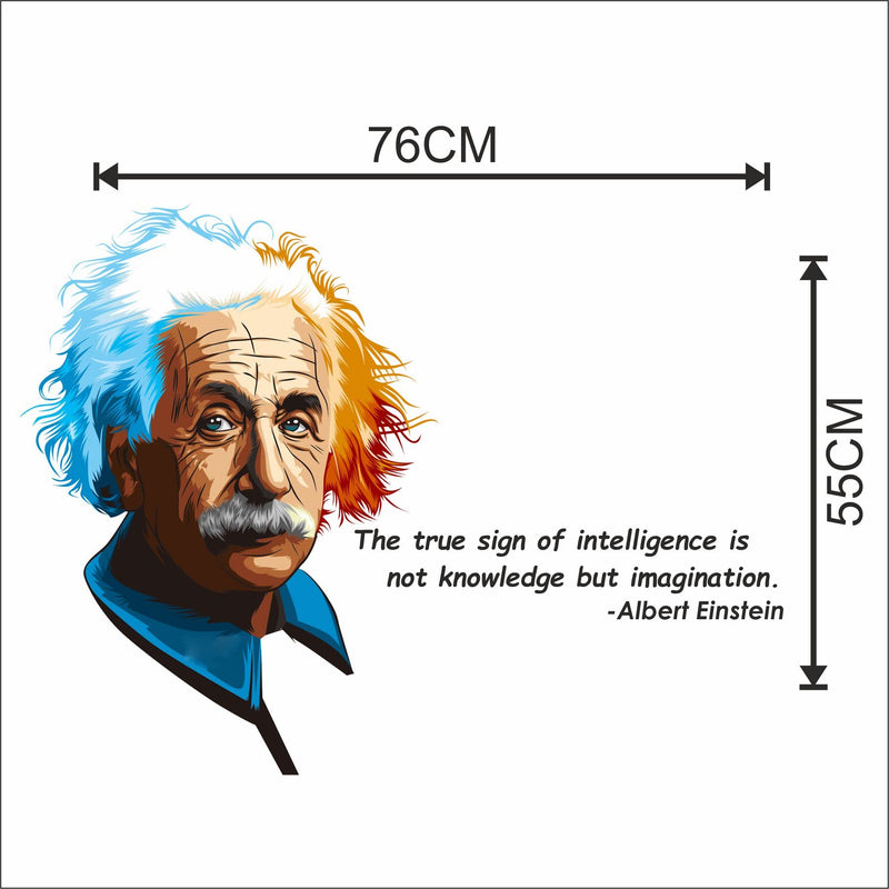 Sticker Yard Albert Einstein Imagination Quote Vinyl Wall Sticker for Living Room/Bedroom/Office and All Decorative Wall Stickers Size 76X55CM