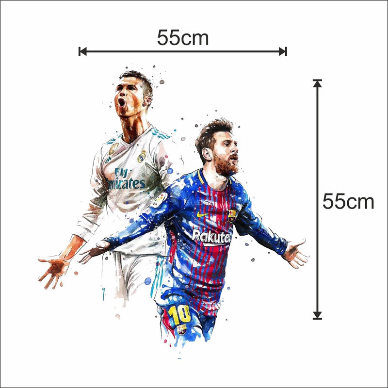 Sticker Yard Ronaldo with Messi Vinyl Wall Sticker for Living Room/Bedroom/Office and All Decorative Wall Stickers Size 55X55CM