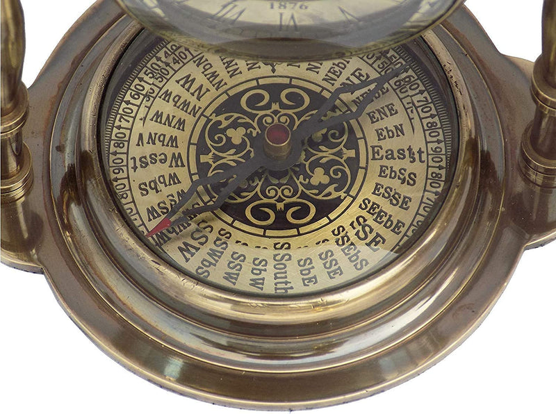 Regal Nautical Desk Clock Table Clock with Maritime Vintage Brass Compass Antique Victoria London Nautical Brass Antique Table, Gold