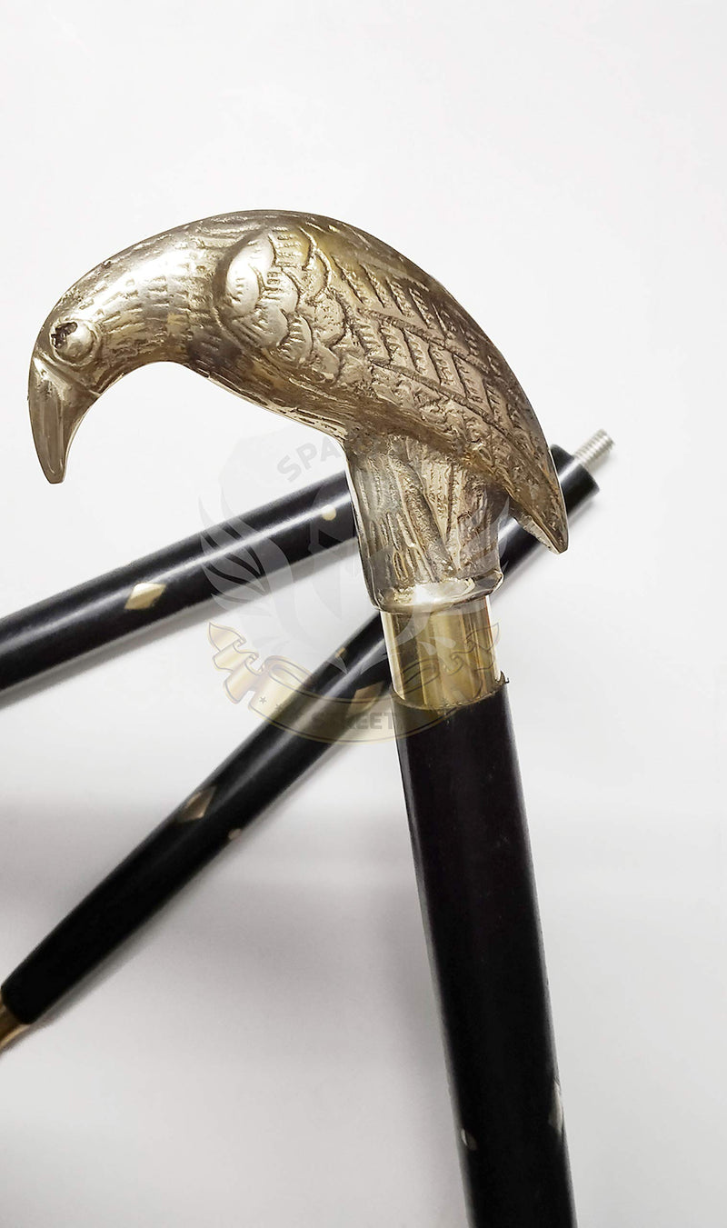 Spartan Street Brass Eagle Replica Handle Wooden Crafted Work Black Wooden Shaft Walking Cane