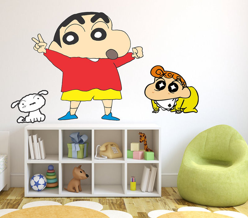 Wallstick Shin Chan with Hima and Sheero wallsticker (Vinyl 70 cm x 45 cm)