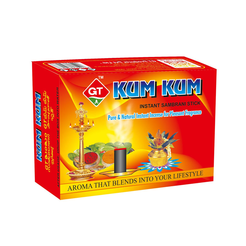 GT KumKum Natural Fragrance Sambrani Sticks Pack of 6(24 Stick per Pack)/Sambrani Dhoopam for Puja, Home, Meditation, Aromatic and Therapeutic Fragrance for Home