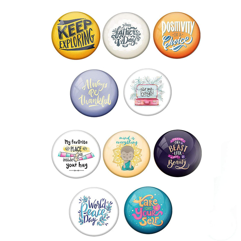 AVI Multi Colour Metal Fridge Magnet with Pack of 10 Happy Positive Quotes PQ 28 Design MC10R8001224