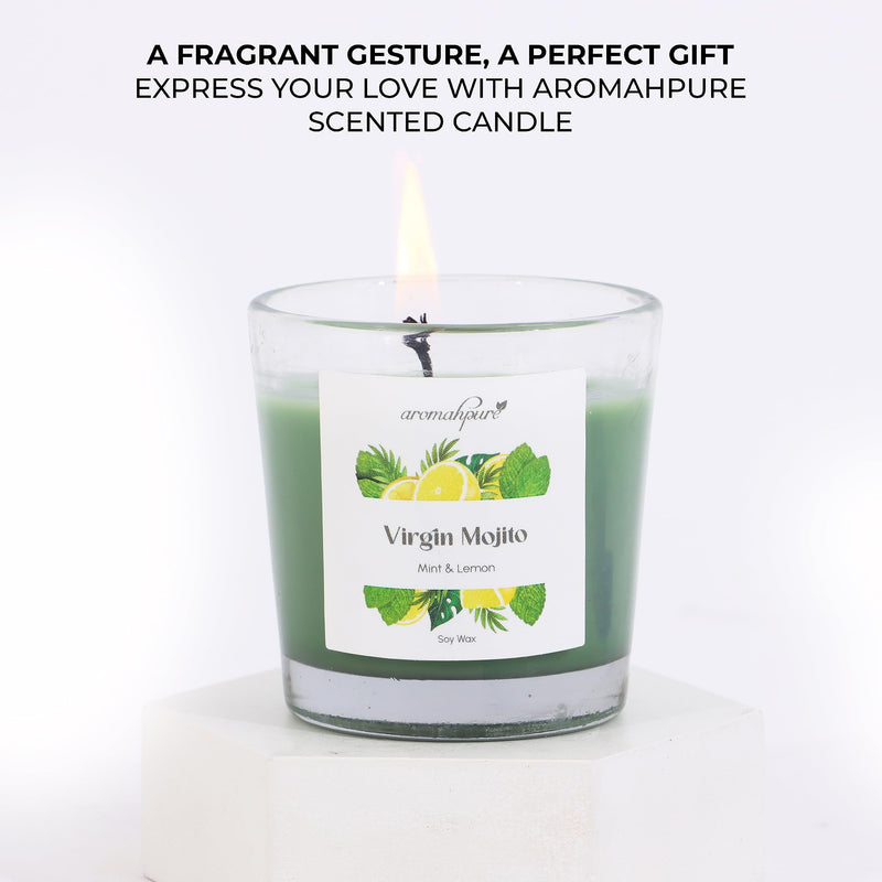 Aromahpure Scented Candle (120 Hours) | Strawberry, Frangipani, Lemongrass, Mint & Lemon Scented Candle | 100% Soy wax, Smokeless Candle | Pack of 8 | Long Lasting Aroma Candles| Scented Candles For Home Décor