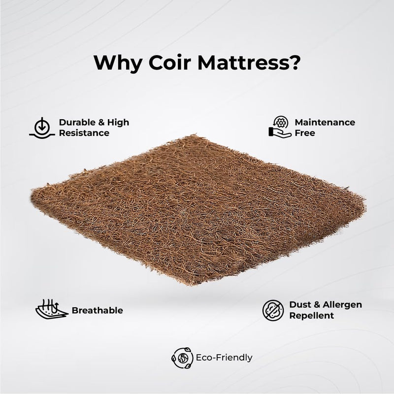 Kurlon Natural Coir Pad Mattress | Rubberized Coir | Breathable Fabric |Medium Firm Support| Natural Cooling | PU Foam Quilting | Premium Finish | Single Size | 72x36x4 | 5 Yrs Warranty