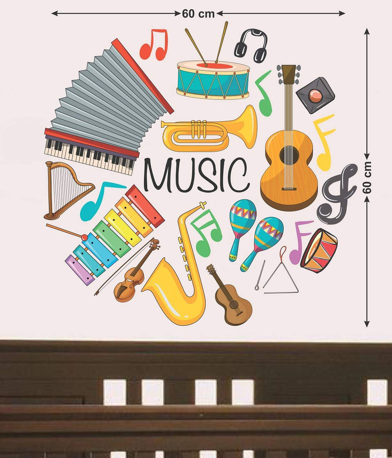 Tuffuk Music Instruments Large Vinyl Wallstickers for Home Decorations (60 cm x 60 cm) 5TZ086