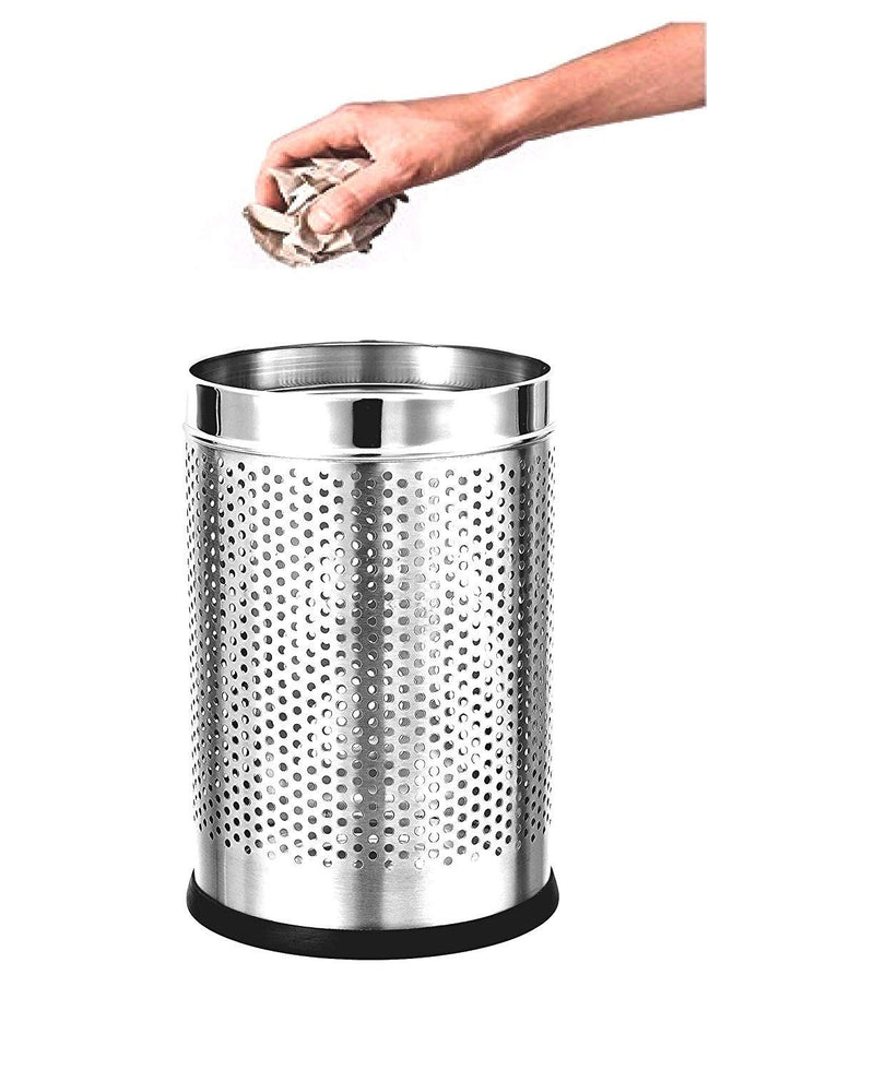 PARASNATH Stainless Steel Perforated Open Dustbin - Silver, 5 L (7"X10" Inch)