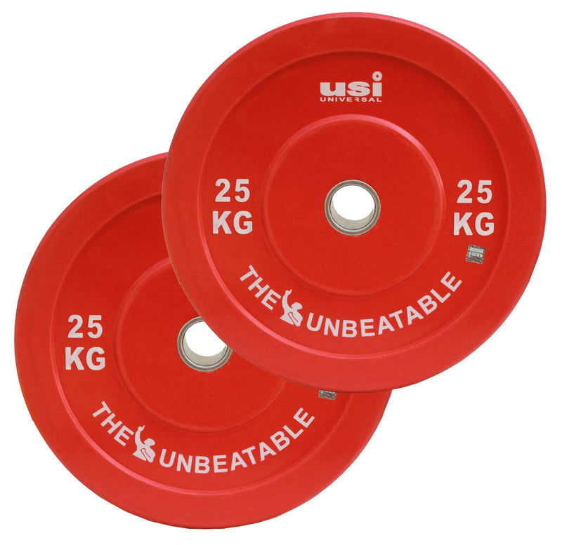 USI UNIVERSAL THE UNBEATABLE Weight Plates, BP Rubber Bumper Olympic Weight Plates Without Hub 51mm, Thick Plates With Medium Bounce, Ideal For Cross Training, Weight Lifting, 450mm Dia (Blue-20 Kg)