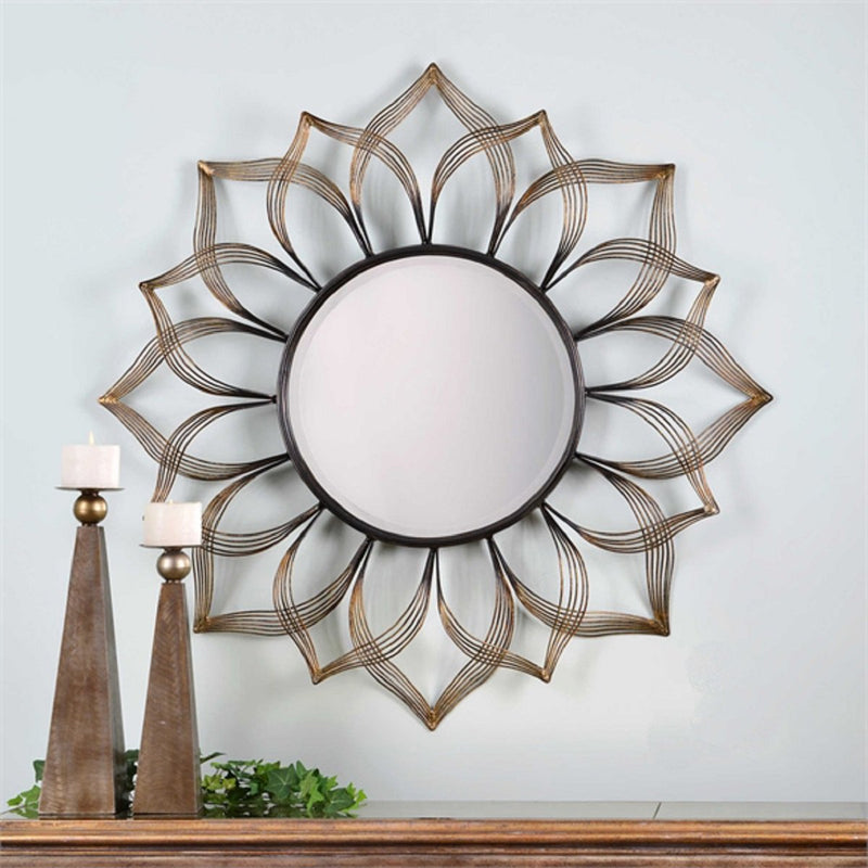 Collectible India Metal Sunflower Wall Mounted Hanging (Golden, 35'' x 35'')