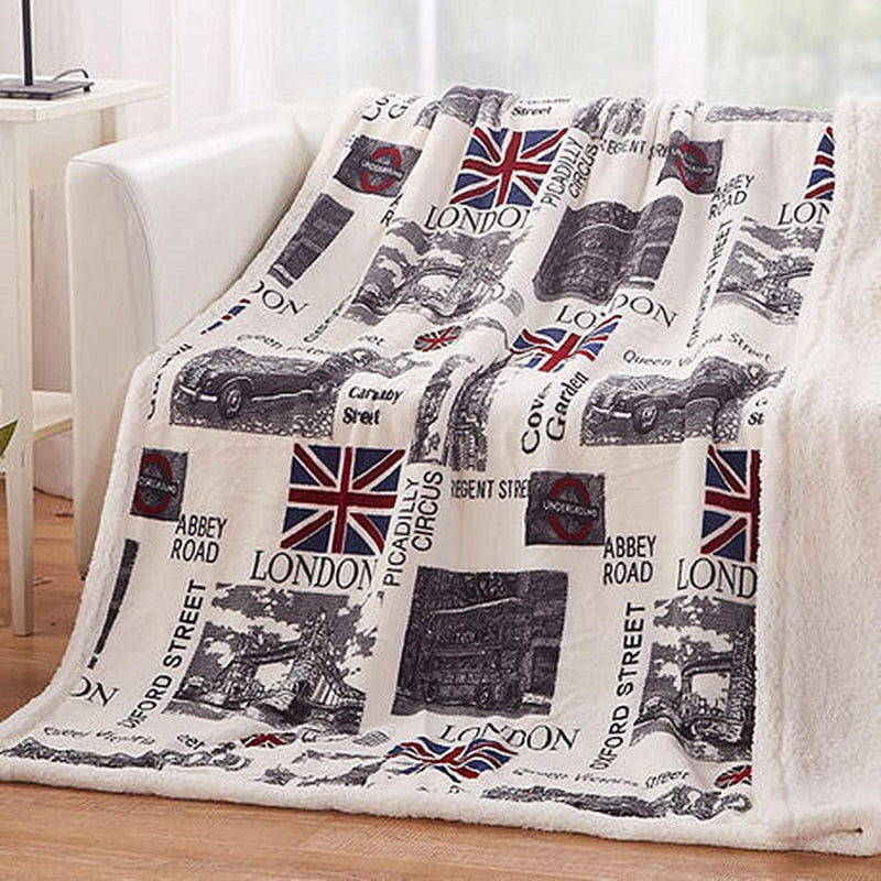 EMERGE London Oxford Flag Bed Blanket Luxury Fleece Blanket Great British Flag Chair Cabin Sofa Couch Blanket Warm Soft Plush Travel Blanket Bedspread Cover Beach Throw Blanket