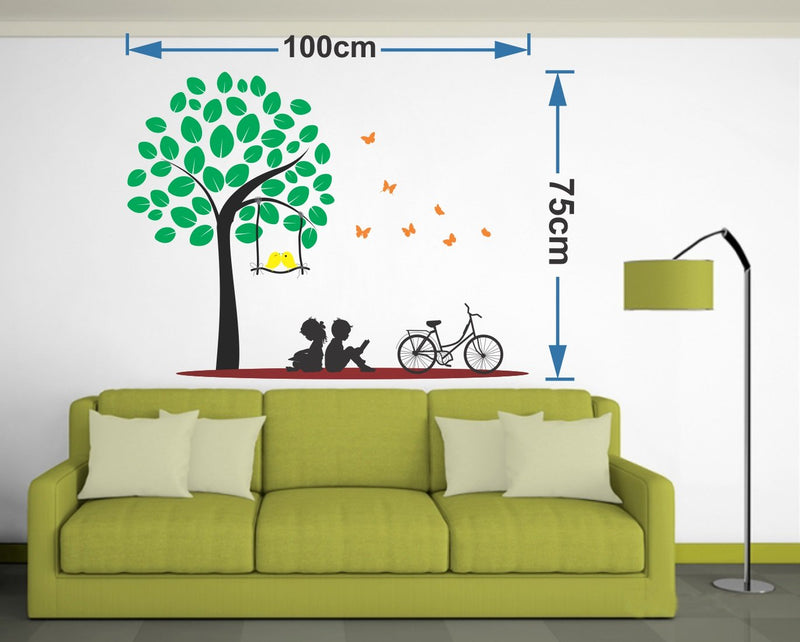 Kids Under The Tree Self Adhesive VinylWaterproof Decorative Wall Stickers for Hall, Bedroom, Kitchen and Furniture