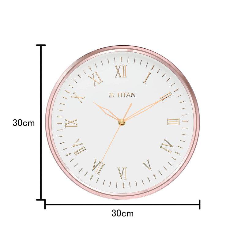 Titan Plastic Classic Rose Gold Wall Clock with Silent Sweep Technology, 30.0 x30.0 Cm (Medium)