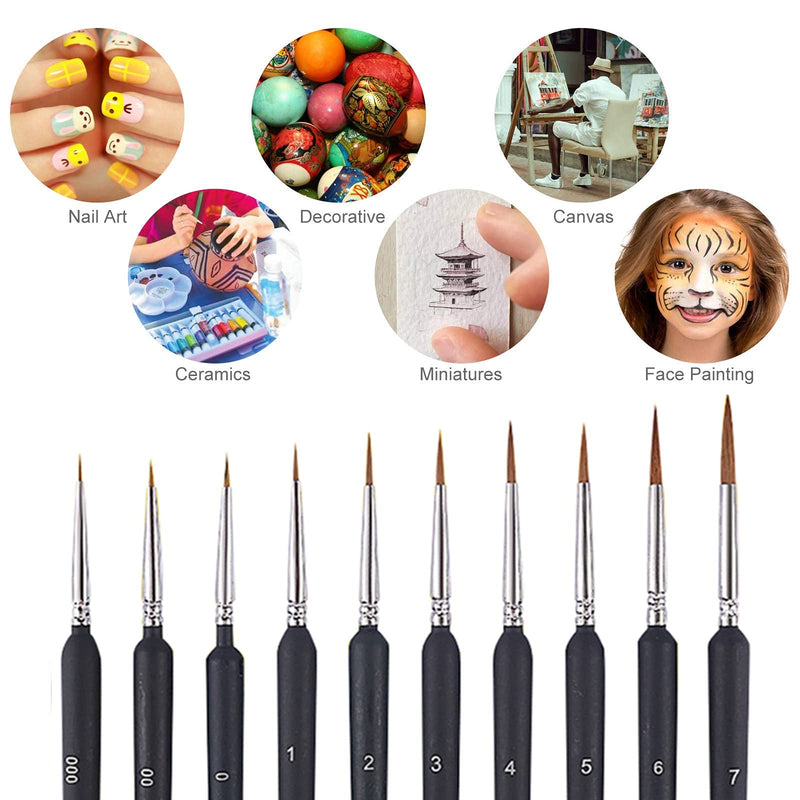 AstonAndiaMiniature Paint Plastic Brushes, Detail Fine Tip Paint Brushes Set with Ergonomic Handle - Suitable for Acrylic Painting, Oil, Face, Nail, Scale Model Painting