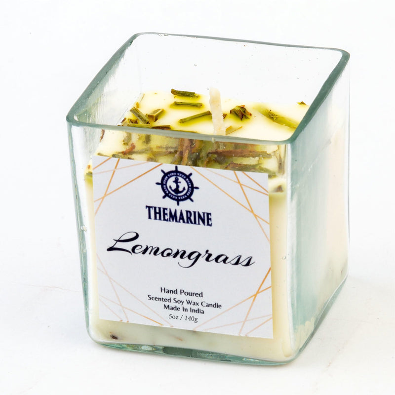 THEMARINE Lemongrass Scented Soy Wax jar Candle | Natural Soy Wax | No Smoke Wick