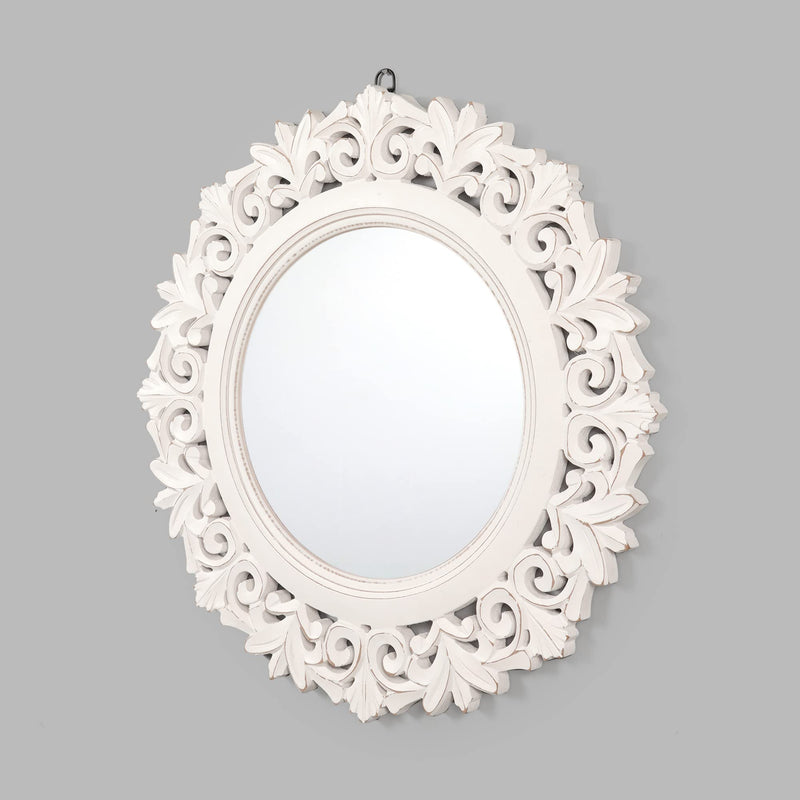 THE URBAN STORE Decorative & Hand Crafted Wooden Round Wall Mirror, TUSMR71 (50 x 50 x 2 CM)