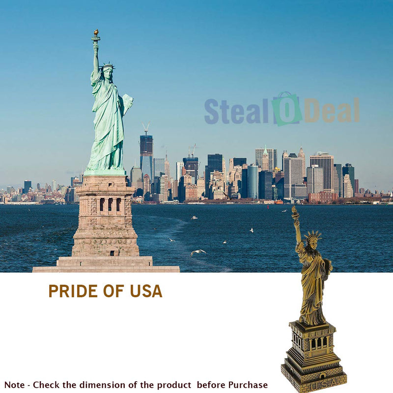 Stealodeal Staute of Liberty Souvenir Decorative Showpiece - 16 cm (Brass, Copper)