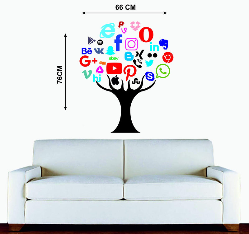 Sticker Hub Vinyl Social Media Network Concept Tree Icons Set Wall Decal Wall Stickers BS279