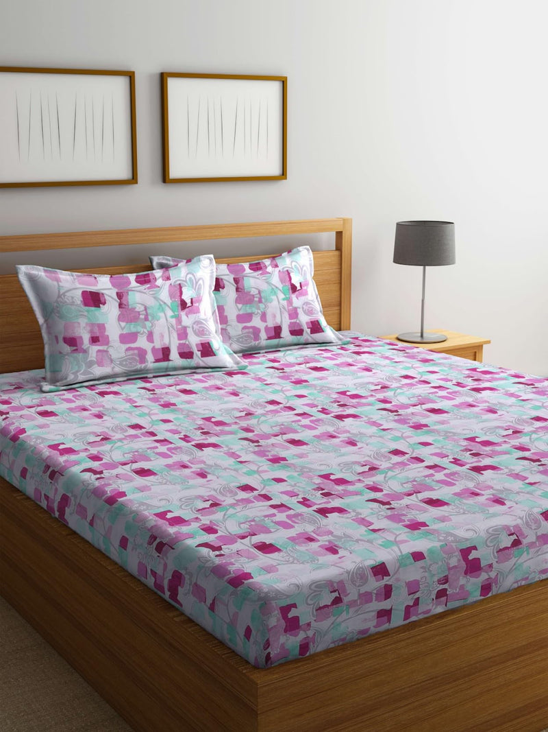 Bombay Dyeing 100% Pure Cotton California (Super) King Size BedSheet (274x274 cm or 108x108 Inch or 9x9 Foot Approx) with Two Pillow Covers