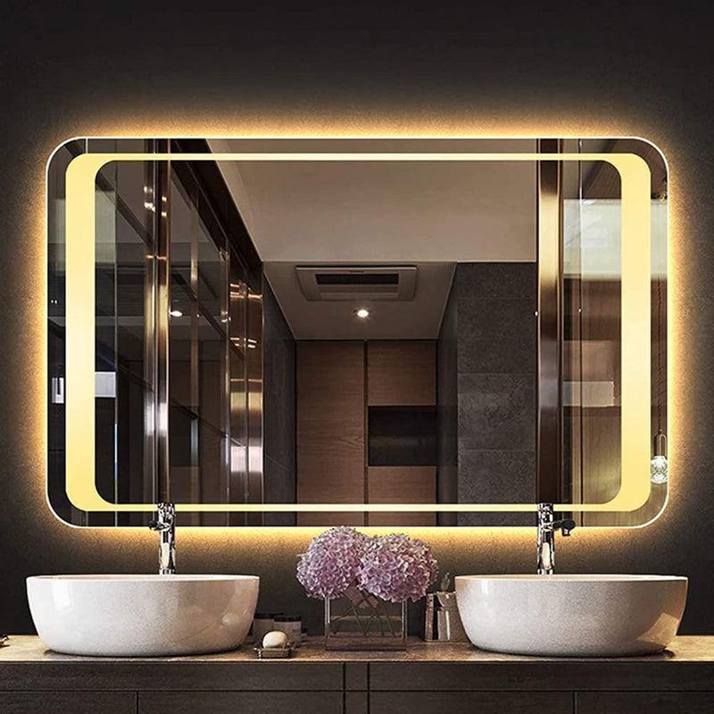 SmileSellers Led Mirror with Warm Light + White Light + Cool Day Light + Dimmer + Defogger Wall Mounted Backlit- 24x36 Inch, for Home | Office | Bedroom | Drawingroom | Bathroom