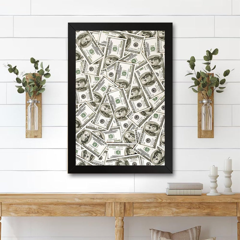 GADGETS WRAP Printed Photo Frame Matte Painting for Home Office Studio Living Room Decoration (11x14inch Black Framed) - Cash Money Dollar Bills