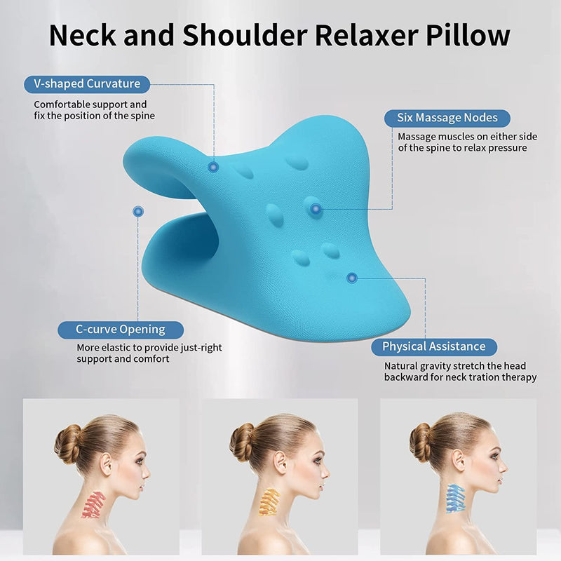 Smitex Neck Stretcher for Pain Relief, Neck and Shoulder Relaxer, Cervical Traction Equipment Device for Pain Relief Spine Alignment, Chiropractic Pillow Acupressure Manual Massage Stretcher Pillow