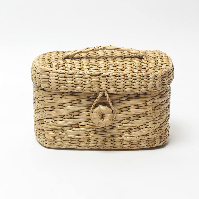 Habere India-All the Cultures Fabricating India Wicker Tissue Box | Basket with Lid | Storage Box with Lid | Seagrass Lid Box | Gift Hamper Box with Lid