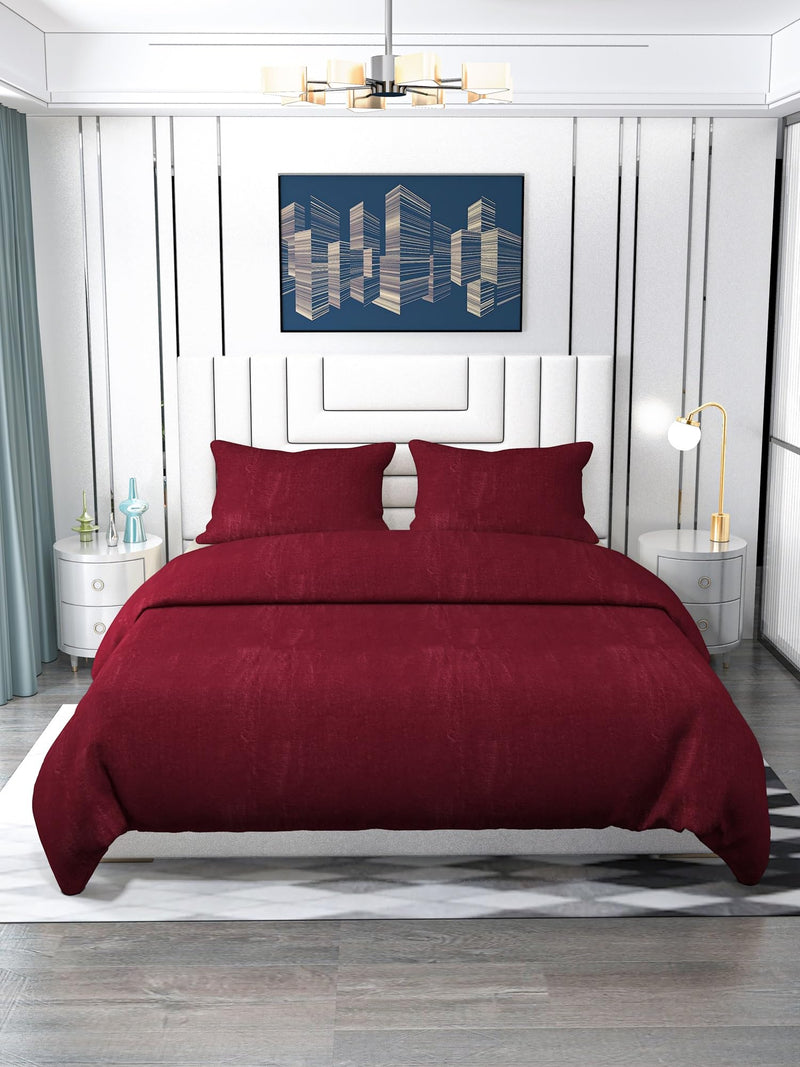 Nendle Maroon Super Soft Velvet Warm Flannel 190 GSM Luxurious Solid Winter Bedsheets for Double Bed Sheet (90 * 100 Inches) with Plush Feel Pillow Covers (18 * 27 Inches)