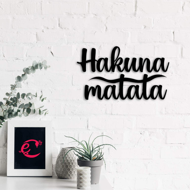 eCraftIndia "Hakuna Matata Black Mdf Engineered Wooden Wall Art/Hanging Cutout For Home Wall Decor