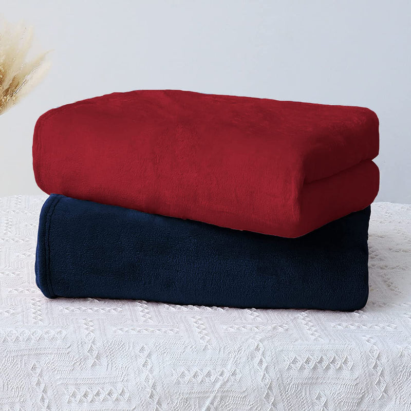 VAS COLLECTION® Premium Plush Baby Blanket Wrapper for Girls & Boys | Toddler Blankets - Newborn Blanket, Soft & Lightweight, Crib & Stroller | 75x100 cm - Pack of 2 Pcs - Maroon & Navy,Polyester