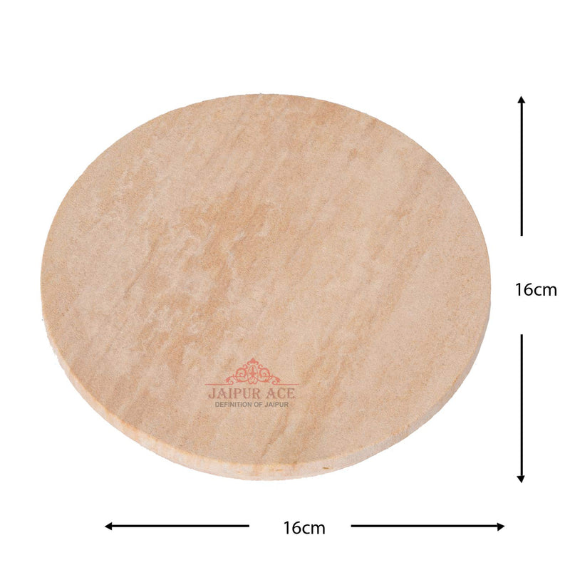 JAIPUR ACE 2 Pieces Stone Chandan Pata/Sandalwood Rubbing Stone with Original Chandan Stick grinding stone for Pooja patha, Tilak Havan (6 Inch) (Brown,Small).
